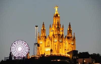 Night view of Tibidabo cathedral