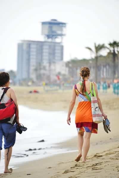 walking on the Barceloneta sand