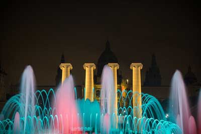 Montjuïc magic fountain at night